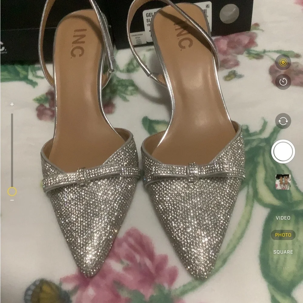 INC International Concepts Women's Glittering Gelsey Silver Heels - Picture 6 of 6